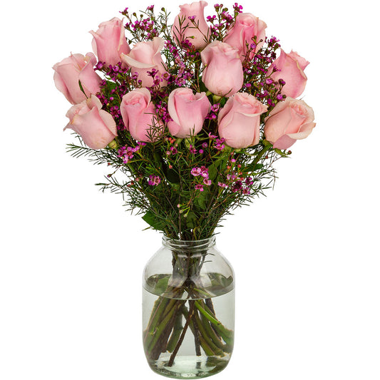 12 pink roses